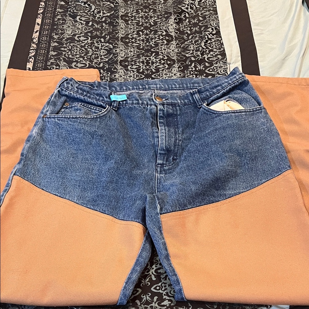 SCHEELS SPORTS OUTFITTER Men's Two-Tone Blue and Tan Bootcut Jeans